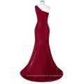 Grace Karin Abendkleid Eine Schulter bodenlangen Wein Rot Satin Elegant Abendkleid GK000078-1